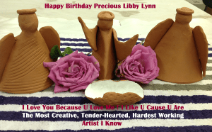 Terracotta Hand-built Clay Angels & Live Roses as Sculpture